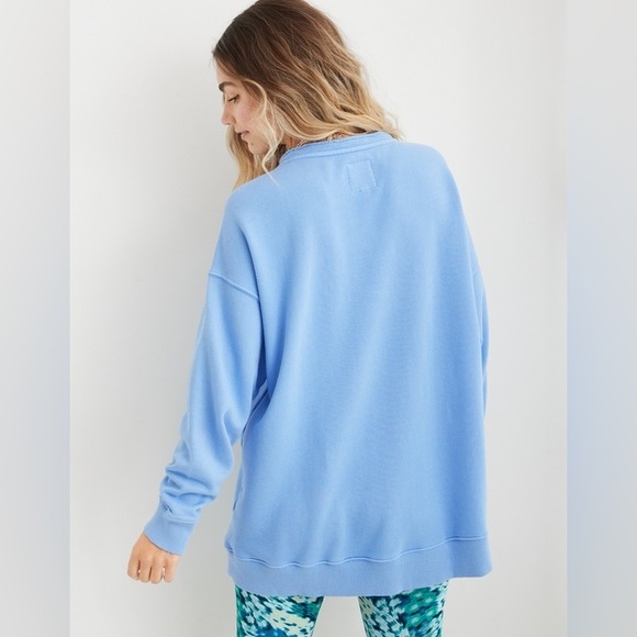 NWT Aerie Lace Up Oversized Distressed Sweatshirt - Picture 4 of 13